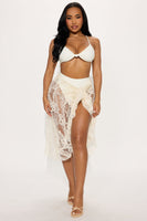 Christina Floral Lace 3 Piece Bikini Sarong Set - Ivory