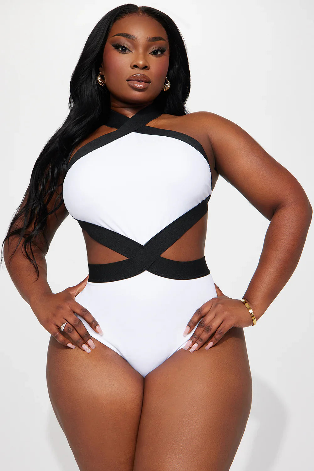 Isabel 1 Piece Swimsuit - White/Black