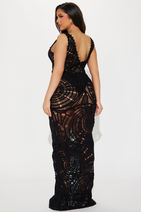Brianna Crochet Maxi Dress - Black