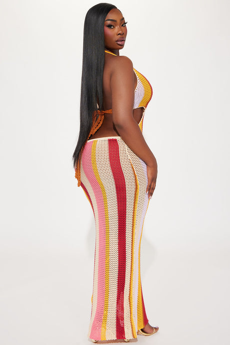 Caribbean Crochet Maxi Dress - Pink/combo