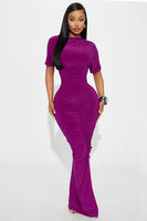 Keep Calling Ruched Maxi Dress - Plum