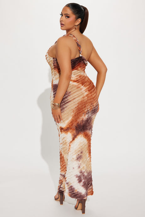Maylee Textured Maxi Dress - Brown Combo