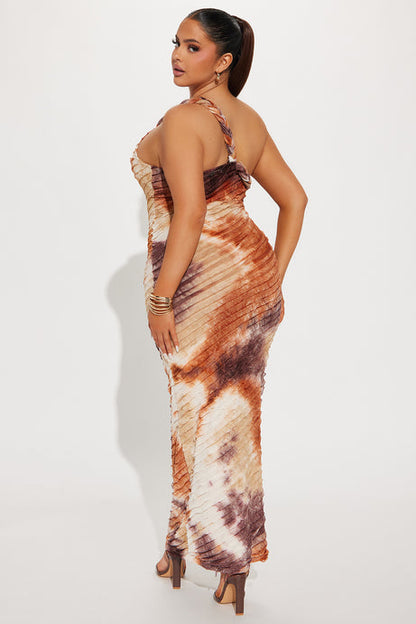 Maylee Textured Maxi Dress - Brown Combo