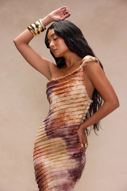 Maylee Textured Maxi Dress - Brown Combo