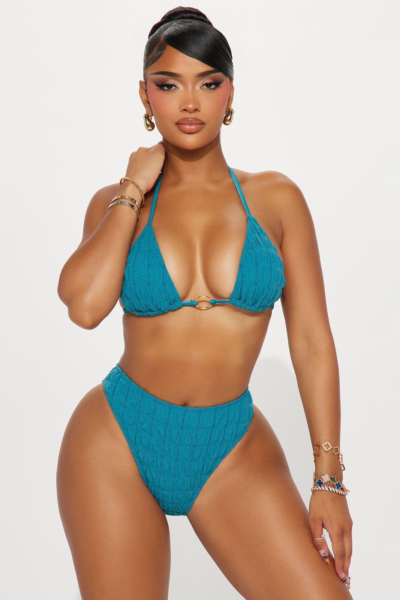 Serena Bubble 3 Piece Bikini Set - Teal