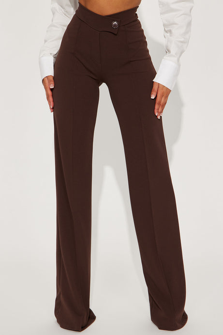 Tall Call It Even Wide Leg Dress Pants - Chocolate