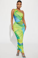 Lola Mesh Maxi Dress - Lime