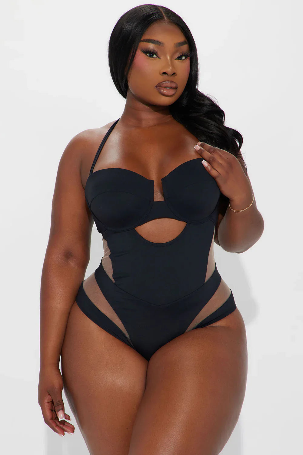 Megan Cutout 1 Piece Swimsuit - Black
