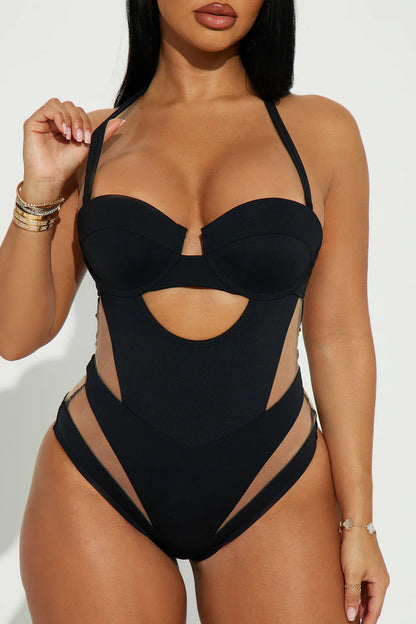 Megan Cutout 1 Piece Swimsuit - Black