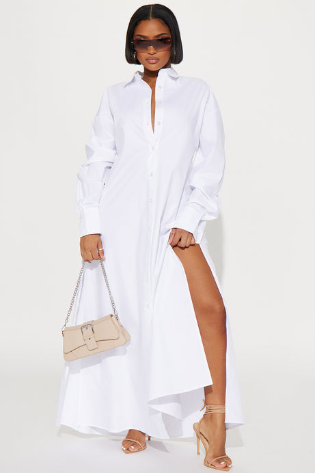 Eleanor Oversized Shirt Maxi Dress - White