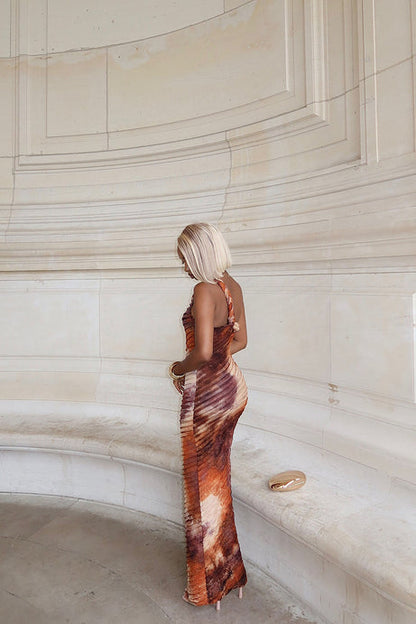 Maylee Textured Maxi Dress - Brown Combo